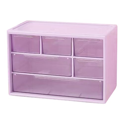 CHEOTIME Desk Organizer Drawer 3 Layer Desktop Drawer Storage Box 6 Grid Small Item Organizer Jewelry Drawer Organizer for Office Makeup Storage Cabinet (Lila) von CHEOTIME