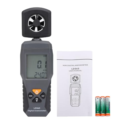 CHEOTIME Digital Anemometer, tragbares Handmessgerät für Handheld -Windgeschwindigkeit mit Hintergrundbeleuchtung LCD, Temperatur und Windgeschwindigkeitsmesser für HLK, von CHEOTIME