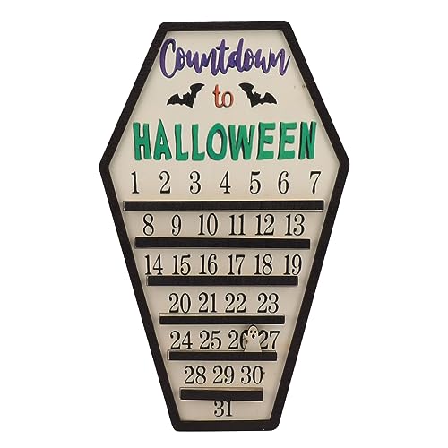 CHEOTIME Halloween Advent Countdown -Kalender, wiederverwendbares Advent DIY bewegte hölzernen Urlaubsschild für Halloween Home Desktop Orament von CHEOTIME