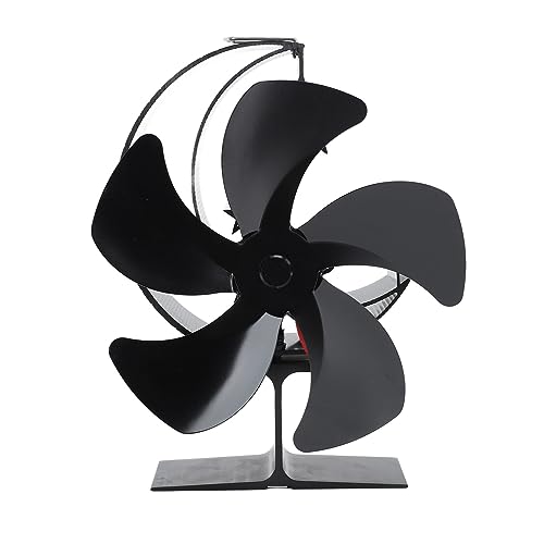 CHEOTIME Holzbrenner Ventilator 5 Klingen Ultra ruhige Luftzirkulation Heizung Energieeinsparung Wärmeantrieb Kaminventilator für Eisfischerei Camping Holzofenzubehör (Black) von CHEOTIME