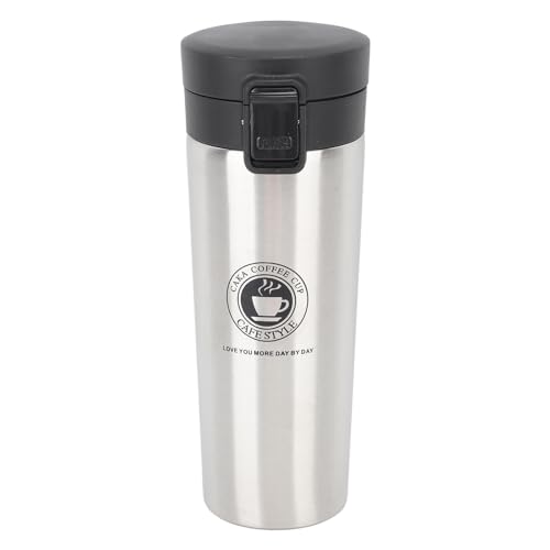 CHEOTIME Isolierte Kaffeetasse, Reise-Kaffeetasse aus Edelstahl, tragbare isolierte Auto-Wasserflasche mit Druckknopfdeckel für Kaffee-Tee-Getränke (500ml) von CHEOTIME