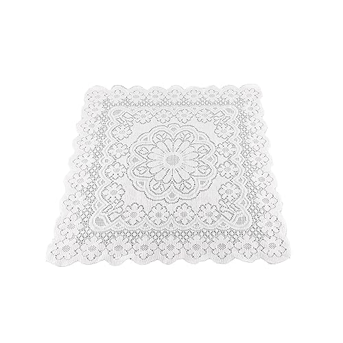 CHEOTIME Spitzentischdecke, Rechteckige Tischdecke, Hohlmuster Spitze Dekoratives Tuch Für Das Home Cafe, Weich Bequem Mit Quastendesign, 60x60cm (60x60 cm) von CHEOTIME
