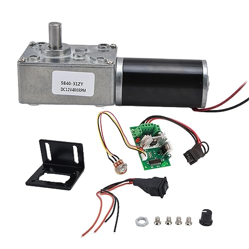 Cheotime 12V DC DC -Zahnradmotor, Metallgetriebemotor mit PWM -Geschwindigkeitsregler und CW/CCW -Schalter für Vorhangmaschinen und Anzeigesysteme (12V400RPM) (12V200 U/min) von CHEOTIME