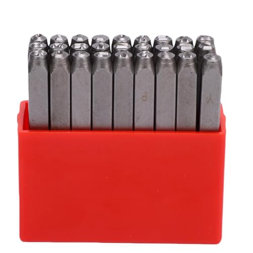 Cheotime 27 PCs Metall -Stempelkit, Schmuckstempelwerkzeuge Kit, Handstempelwerkzeugwith 1/8 Zoll (3 mm) Buchstabennummer und Musterpunsch für Handgravien, Holz, Leder (Uppercase) von CHEOTIME
