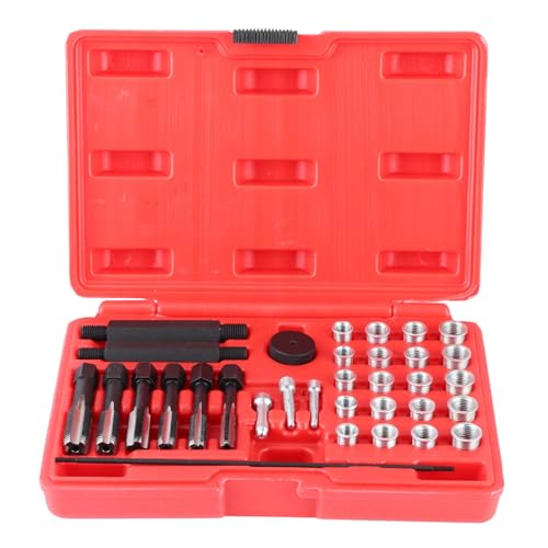 Cheotime 33PCS GLOW Plug Faden Reparaturkit, M8 M10 M12 M 14 Stahlwerkzeugset mit Tap -Einsatz -Treiber -Führungsstift für beschädigten Motorzylinderkopf von CHEOTIME
