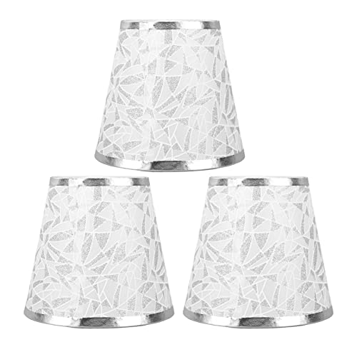 Cheotime 3pcs Lampenschirme, Clip auf Glühbirnen -Stofflampenschirm Moderne Fässer Stofflampenschirme für Kronleuchter Nachttisch Lampe Wandlampe E14 Glühbirne (Gold) (Silber) von CHEOTIME