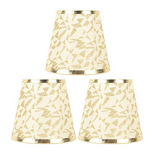 Cheotime 3pcs Lampenschirme, Clip auf Glühbirnen -Stofflampenschirm Moderne Fässer Stofflampenschirme für Kronleuchter Nachttisch Lampe Wandlampe E14 Glühbirne (Gold) von CHEOTIME