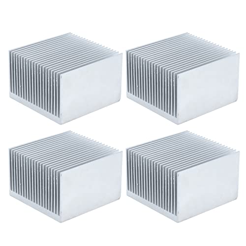 Cheotime 4PCS Aluminium Kühlkörper Set, 60 x 60 x 39 mm anodierte Kühlflossen mit/ohne Klebstoff -CPU -Kühlerkühlerkühler für Elektronik -Leistungsmodule (Without adhesive backing) von CHEOTIME