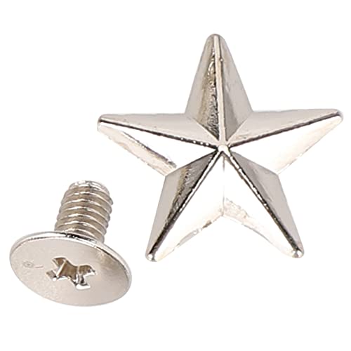 Cheotime 50 Set Star Studs, Sternform Niete Bastelstudentknopf Zinklegierung Nieten mit Schrauben Metall Leder Handwerk DIY für Schuhe Taschen Kleidung Dekoration (Silber) von CHEOTIME