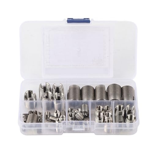 Cheotime 50pcs Edelstahl Innengewinde Selbstklopfelbein Einsätze Einstellen, Gewindeverstärkung Reparaturwerkzeuggewinde Einsätze mit Speicherhülle Metallgewinde von CHEOTIME
