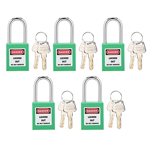 Cheotime 5Sets 38mm Lockout -Tagout -Schlösser, Sicherheitsvorhängeschlösser -Lockout -Tags mit 10 Tasten beschreibbarer Etikett Industrial Lock für Sperre -Out -Kits (Grün) von CHEOTIME