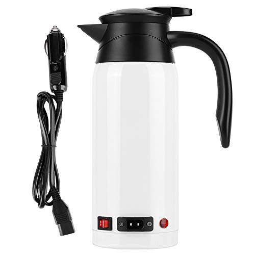 Cheotime Car Electric Kessel für Reisekessel, 12 V/24 V kleiner elektrischer Wasserkessel mit Zigarettenheller, Multi-Temp-Steuerung 800 ml tragbarer Autowasserkessel zum Brauen (Weiß) von CHEOTIME