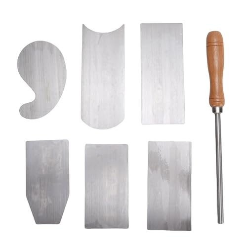Cheotime Card Scraper Set, Manganstahl Burnisher mit 6 Multi-Shap-Scrapers Holzbearbeitungswerkzeug-Kit für Möbelschrankstuhlstuhltisch und Spindelprojekte von CHEOTIME
