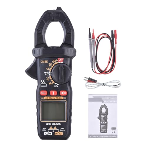 Cheotime Digital Clamp Metermeter mit U förmiger Kiefer, Auto Ranging 6000 Zählspannungstester mit Taschenlampen Hintergrundbeleuchtung, Messung der Temperaturkontinuitätsdiode NCV von CHEOTIME