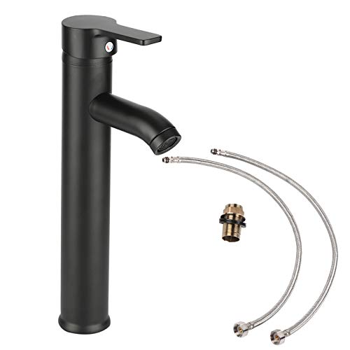 Cheotime Edelstahl -Becken Wasserhahn, schwarzer Waschbecken Wasserhahn mit Keramikventil, Einzellochdeck Bergbefestigung für kleine Becken, Waschtisch, Toilette von CHEOTIME