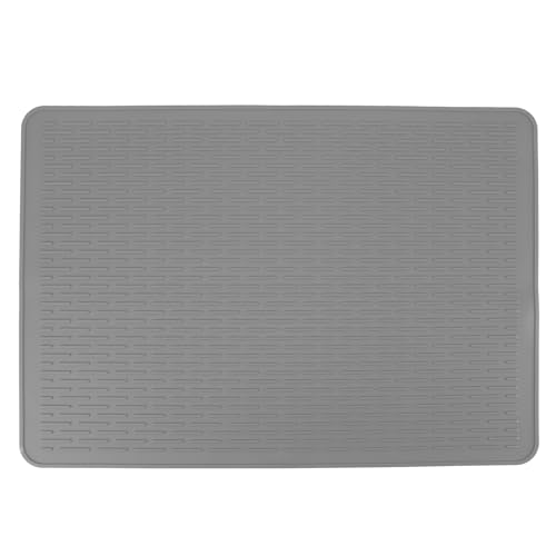 Cheotime -Geschirrtrocknungsmatte, große Silikonschale Matte Küche heißes Pot Pad, extra breitklappbares Geschirrblock für Unterwaschbeckenschublier Arbeitsplatte Grau verwenden (Grau) von CHEOTIME