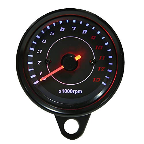 Cheotime Motorcycle Drehzahlmeter, Aluminiumgehäuse LED Hintergrundbeleuchtung Tach-Display 0-13000 U/min DC 12V Digitaler Leser für 12-V-Motorrauto Cheotime Motorcycle Drehzahlmeter, Aluminiumgehäuse LED Hintergrundbeleuchtung Tach-Display 0-13000 U/min DC 12V Digitaler Leser für 12-V-Motorrauto von CHEOTIME