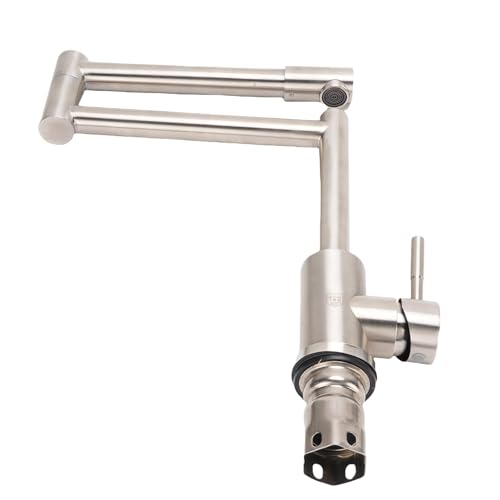 Cheotime Pot Füllhahn, Wandhahn, Wandhalterung 360 Grad faltbare Schwunggriffe mit Doppelgelenksschwungarmen, Wandhalterungshahn Wasserhahn, Edelstahltopffüller von CHEOTIME
