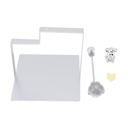 Cheotime Serviettenhalter mit Bärengriff, Metallquadrat -Serviettenspender für Tischplatten, moderne schwarze, flache Serviettenschale für Küchenhotelation (Silber) von CHEOTIME