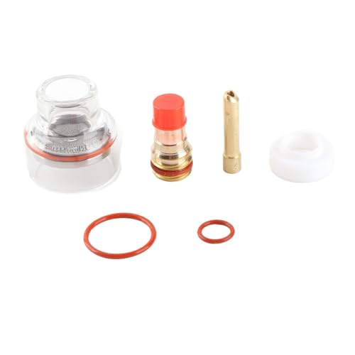 Cheotime Tig Torch Glass Cup WP WP Schweißbrenner Kit, Lichtbogenschweißfackelzubehör für WP 17 18 26, Hochhitze Schweiß Torch Glasbecher mit Gummi Waschmaschine und Silikonring (1,6 mm) (2,4 mm) von CHEOTIME