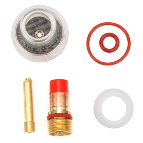 Cheotime Tig Torch Glass Cup WP WP Schweißbrenner Kit, Lichtbogenschweißfackelzubehör für WP 17 18 26, Hochhitze Schweiß Torch Glasbecher mit Gummi Waschmaschine und Silikonring (1,6 mm) (2,4 mm) von CHEOTIME