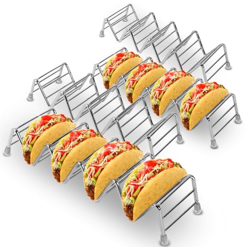 Taco Halter Set mit 4 Stück, Edelstahl Taco Schalenhalter Ständer, Premium Edelstahl Taco Ständer für Kinder Hart Oder Weichschalen Tacos von CHEOTIME