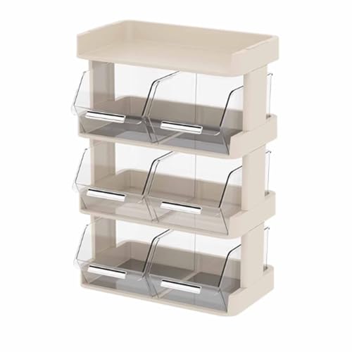 Tee-Organizer-Box, Teebeutel-Organizer Für Büro, Bar, Schreibtisch, Teebeutel, Kaffeekapsel-Aufbewahrungsregal, Mehrschichtiger Arbeitsplatten-Organizer, Cremeweiß(4 Layer 30x17x42.5cm) von CHEOTIME