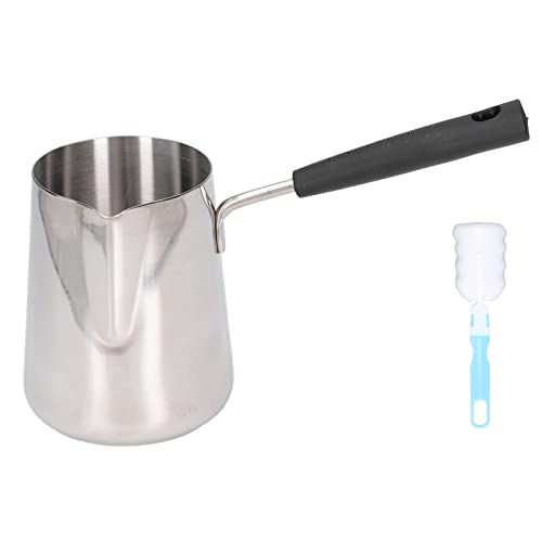 Türkische Kaffeekanne, 600ml Edelstahl Kaffee und Butterwärmer Türkischer Kaffeekocher Schokoladen und Butterschmelztopf mit Hitzebeständigem Griff Milchkännchen Induktion von CHEOTIME