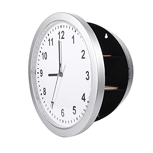 Wand Safe Uhr, Wanduhr mit Verstecktem Versteckter Safe Geheimtresor Safe Tresor Uhrentresor Umleitungsfach 25 X 7 cm Abs Silber Wanduhr Umleitungssafe Enthält Drei Ablagen von CHEOTIME
