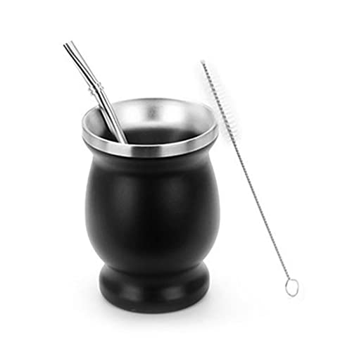 Yerba Mate Becher, Edelstahl Mate Becher Mit Reinigungsbürste Schwarzer Yerba Mate Strohhalm Mate Tee Tasse Yerba Mate Set Yerba Mate Kürbis Für Geschenke Zum Teebrauen von CHEOTIME