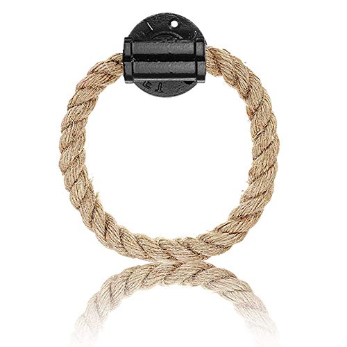 Hanfseil Handtuchhalter CHEPL Vintage Handtuchhalter Ring Industriellen Stil Wand Halterung Handtuch Halter Eisen Rohr Hanf Seil Bad Wc Haus Hotels Dekoration von CHEPL