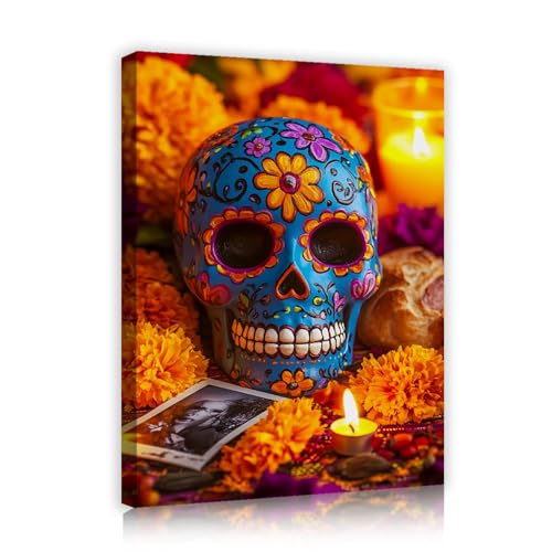 CHERHERART Blau gefärbte Zucker Schädel Leinwand Wand Bild Kunstwerk für Familie Zuhause Essen Wohnen Gelb Ringelblume Kerze Leinwanddrucke Poster Dekor 60x80cm Innenrahmen CHERHERART Blau gefärbte Zucker Schädel Leinwand Wand Bild Kunstwerk für Familie Zuhause Essen Wohnen Gelb Ringelblume Kerze Leinwanddrucke Poster Dekor 60x80cm Innenrahmen von CHERHERART