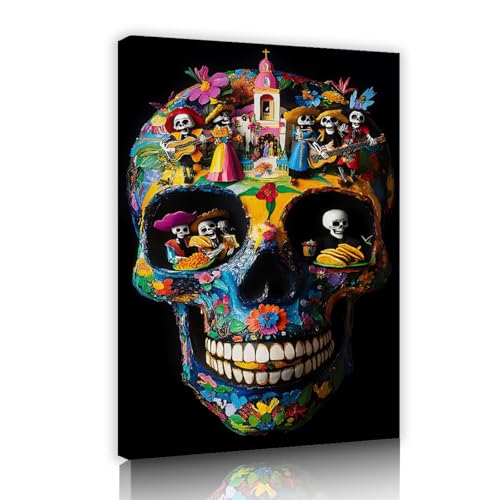 CHERHERART Bunte Blume Zucker Schädel Leinwand Wandkunstdrucke Ringelblume Tag der Toten Leinwand Bild Kunstwerk Kunstwerk für Wohnen Zuhause Esszimmer Dekor 30x45cm Innenrahmen CHERHERART Bunte Blume Zucker Schädel Leinwand Wandkunstdrucke Ringelblume Tag der Toten Leinwand Bild Kunstwerk Kunstwerk für Wohnen Zuhause Esszimmer Dekor 30x45cm Innenrahmen von CHERHERART