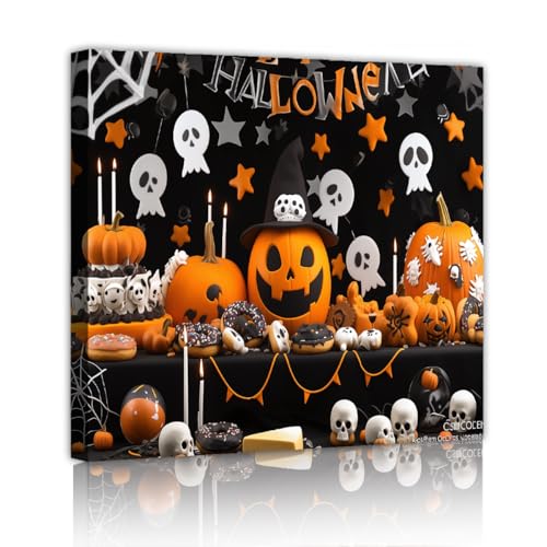 CHERHERART Gruselige Halloween Kürbis Leinwand Wandkunst gruselige festliche Kürbis Laterne Poster Kunstwerk Bild für Wohnzimmer Zuhause Esszimmer Dekor 80x80cm Innenrahmen CHERHERART Gruselige Halloween Kürbis Leinwand Wandkunst gruselige festliche Kürbis Laterne Poster Kunstwerk Bild für Wohnzimmer Zuhause Esszimmer Dekor 80x80cm Innenrahmen von CHERHERART