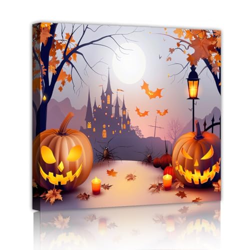 CHERHERART Halloween Herbst Thema Leinwand Wandkunst gespenstische Kürbisse Schloss Leinwand Malerei Drucke für Wohnzimmer Schlafzimmer Zuhause Esszimmer Dekor Wandbild 70x70cm Innenrahmen CHERHERART Halloween Herbst Thema Leinwand Wandkunst gespenstische Kürbisse Schloss Leinwand Malerei Drucke für Wohnzimmer Schlafzimmer Zuhause Esszimmer Dekor Wandbild 70x70cm Innenrahmen von CHERHERART