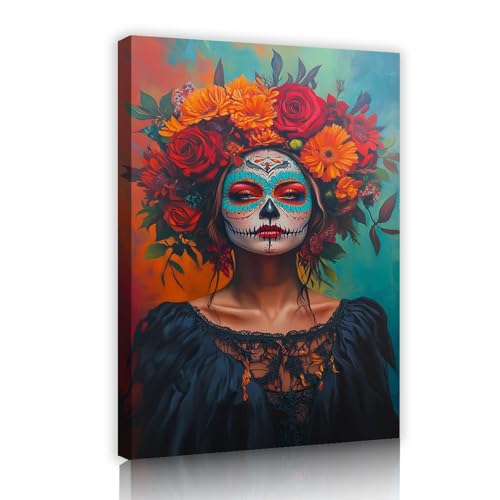 CHERHERART Orange und Rot Blumen Leinwand Bild für Wohnen Büro Kaffee Essen Halloween Kunstwerk Hübsche Zucker Totenköpfe Leinwand Wandkunst Dekor 80x120cm Innenrahmen CHERHERART Orange und Rot Blumen Leinwand Bild für Wohnen Büro Kaffee Essen Halloween Kunstwerk Hübsche Zucker Totenköpfe Leinwand Wandkunst Dekor 80x120cm Innenrahmen von CHERHERART