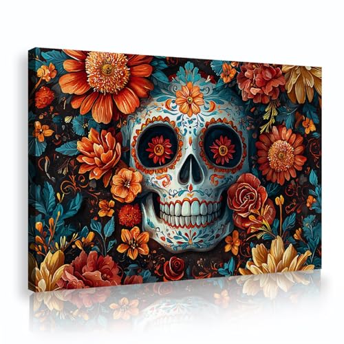 CHERHERART Ringelblume Zucker Schädel Leinwand Bilddrucke für Wohnen Zuhause Esszimmer Schlafzimmer Bunte Blumen Wunderschöne Halloween Leinwand Wandkunstwerk 55x85cm Innenrahmen CHERHERART Ringelblume Zucker Schädel Leinwand Bilddrucke für Wohnen Zuhause Esszimmer Schlafzimmer Bunte Blumen Wunderschöne Halloween Leinwand Wandkunstwerk 55x85cm Innenrahmen von CHERHERART