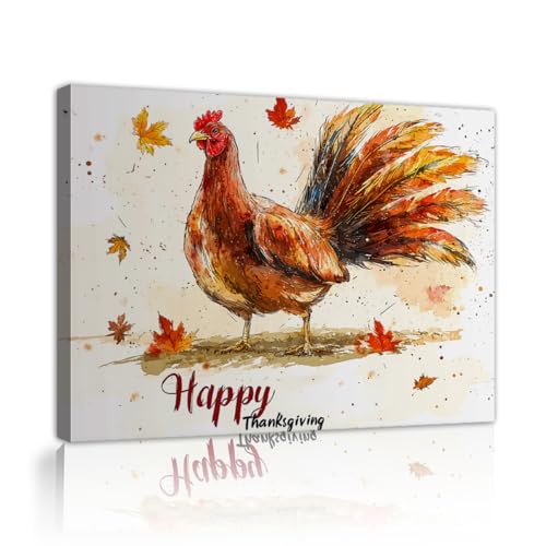 CHERHERART Thanksgiving Hahn Leinwand Wandkunst Herbst Blätter Leinwand Bilder Kunstwerk Drucke Malerei für Wohnzimmer Schlafzimmer Dekor Wandbild 80x100cm Innenrahmen CHERHERART Thanksgiving Hahn Leinwand Wandkunst Herbst Blätter Leinwand Bilder Kunstwerk Drucke Malerei für Wohnzimmer Schlafzimmer Dekor Wandbild 80x100cm Innenrahmen von CHERHERART
