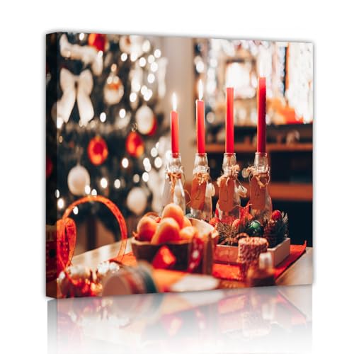 CHERHERART Weihnachtskerze Leinwand Wandkunst Bunte Urlaub Leinwand Bilder Kunstwerk Drucke für Wohnzimmer Esszimmer Küche Schlafzimmer Dekor 60x60cm Innenrahmen CHERHERART Weihnachtskerze Leinwand Wandkunst Bunte Urlaub Leinwand Bilder Kunstwerk Drucke für Wohnzimmer Esszimmer Küche Schlafzimmer Dekor 60x60cm Innenrahmen von CHERHERART