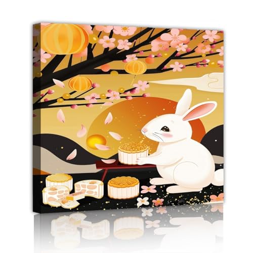 Chinesisch Mitte Herbst Kaninchen Mondkuchen Leinwand Wandkunst Kirschblüte Laterne Leinwand Poster Druck für Wohnzimmer Küche Schlafzimmer Esszimmer Dekor 60x60cm Innenrahmen Chinesisch Mitte Herbst Kaninchen Mondkuchen Leinwand Wandkunst Kirschblüte Laterne Leinwand Poster Druck für Wohnzimmer Küche Schlafzimmer Esszimmer Dekor 60x60cm Innenrahmen von CHERHERART