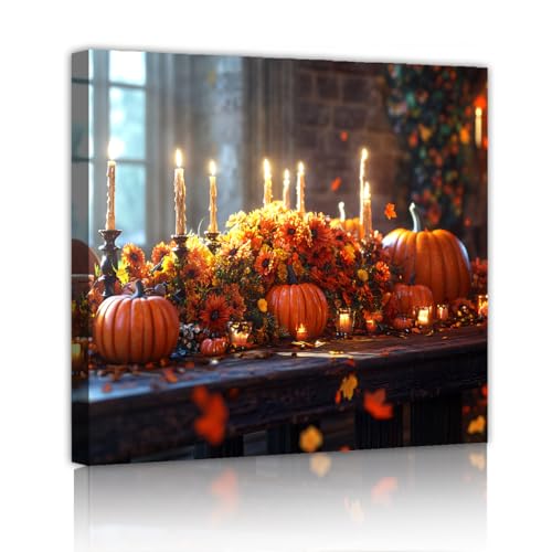 Kürbis Kerze Blumen Leinwand Wandkunst Bild Herbst Ernte Thanksgiving Leinwand Malerei Drucke für Zuhause Esszimmer Küche Café Dekor 40x40cm Innenrahmen Kürbis Kerze Blumen Leinwand Wandkunst Bild Herbst Ernte Thanksgiving Leinwand Malerei Drucke für Zuhause Esszimmer Küche Café Dekor 40x40cm Innenrahmen von CHERHERART