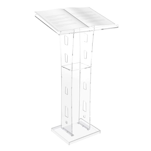 CHERIKIU Acryl Podium mit Breiter Lesefläche & Ablagefach, 60x40x110cm Klarer Acryl-Podiumsständer Kirche Kanzel Professioneller Kanzel-Vortragstisch für Kirche Vortrag Hochzeit Klassenzimmer von CHERIKIU