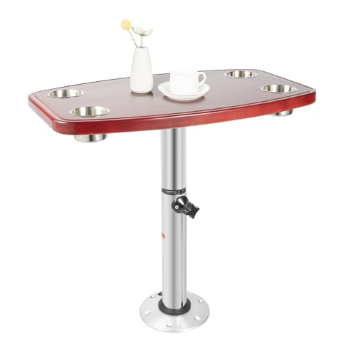 RV Teleskopisch Tisch, 4 Tassenschlitze Wohnmobil-Bootstisch Marine Cockpit Bootstisch Eiche Tisch, 7 höhenverstellbare Tischständer für Den Einsatz In Wohnmobilen Seeyachten (60 x 38 x 72cm) von CHERIKIU