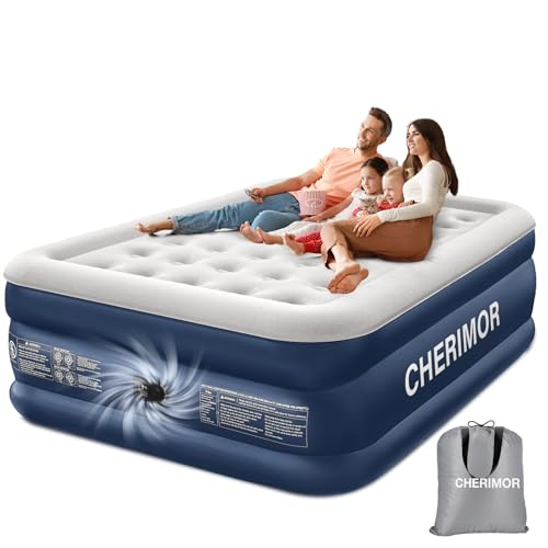 CHERIMOR Luftmatratze Selbstaufblasend, Luftbett 2 Personen, Lecksicherung Selbstaufblasend Gästebett mit Integrierter Pumpe in 3 Minuten, Aufblasbare Matratze für Zuhause 203x152x46cm, 363KG Max von CHERIMOR