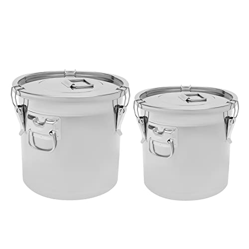 21L/33 Liter Eimer, 304 Edelstahl Lebensmittel, Aufbewahrungsbehälter, lebensmittelecht stabil, für Küchen-Arbeitsplatte Edelstahl (21L) von CHERIPOLI