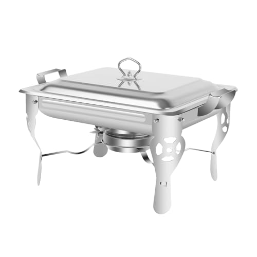 6/7.5/9 L 1/2 Grid Profi Chafing Dish Speisewärmer Wärmebehälter, Satz Speisenwärmer Warmhaltebehälter für Catering und Party (6L 1 Grid) von CHERIPOLI