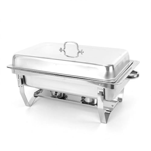 6/7.5/9 L 1/2 Grid Profi Chafing Dish Speisewärmer Wärmebehälter, Satz Speisenwärmer Warmhaltebehälter für Catering und Party (7.5L 2 Grid) von CHERIPOLI