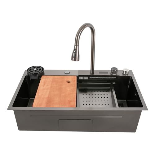 80 * 46 * 20 cm Küchenspüle Wasserfall-Spülbecken Küchenspülen Digitalanzeige Wasserfall-Spüle multifunktionalem Edelstahlspüle Mit Küchenarmaturen 80 * 46 * 20 cm Küchenspüle Wasserfall-Spülbecken Küchenspülen Digitalanzeige Wasserfall-Spüle multifunktionalem Edelstahlspüle Mit Küchenarmaturen von CHERIPOLI