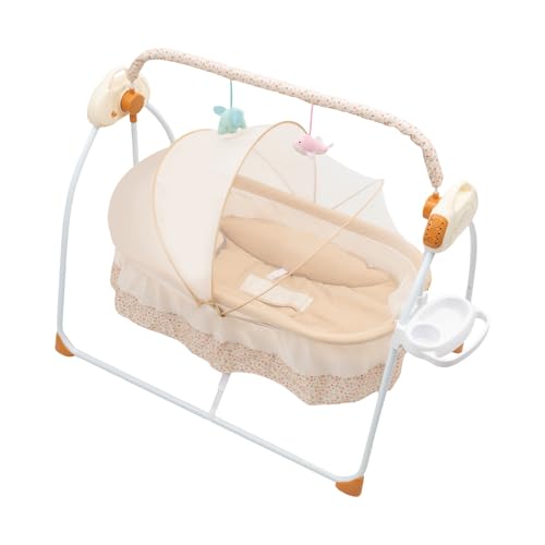CHERIPOLI 25kg elektrisch Babywippe, Neugeborene zusammenklappbare tragbare Babyschaukel, für Schnell beruhigt einfachen Transport Fernbedienung (Khaki) von CHERIPOLI
