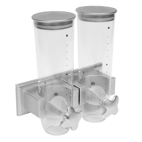 CHERIPOLI 3L Müslispender Cerealienspender, Kunststoff Food Dispenser Cereal Containers, Cerealienspender Snackspender, für Müsli, Cornflakes, Süßigkeiten (Silber) von CHERIPOLI